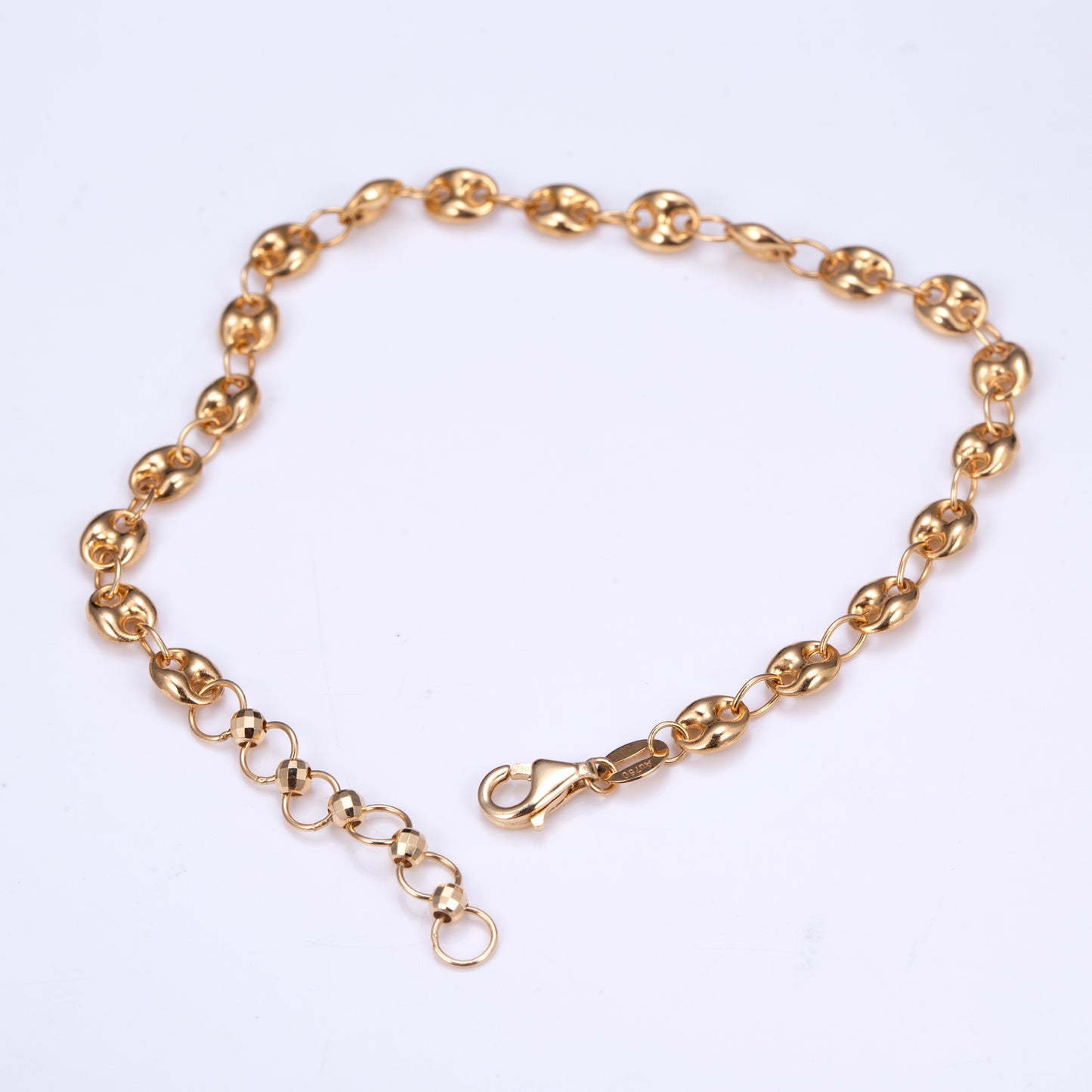 Ecob-562 "Echo Links" Polished Gold Oval Chain Bracelet