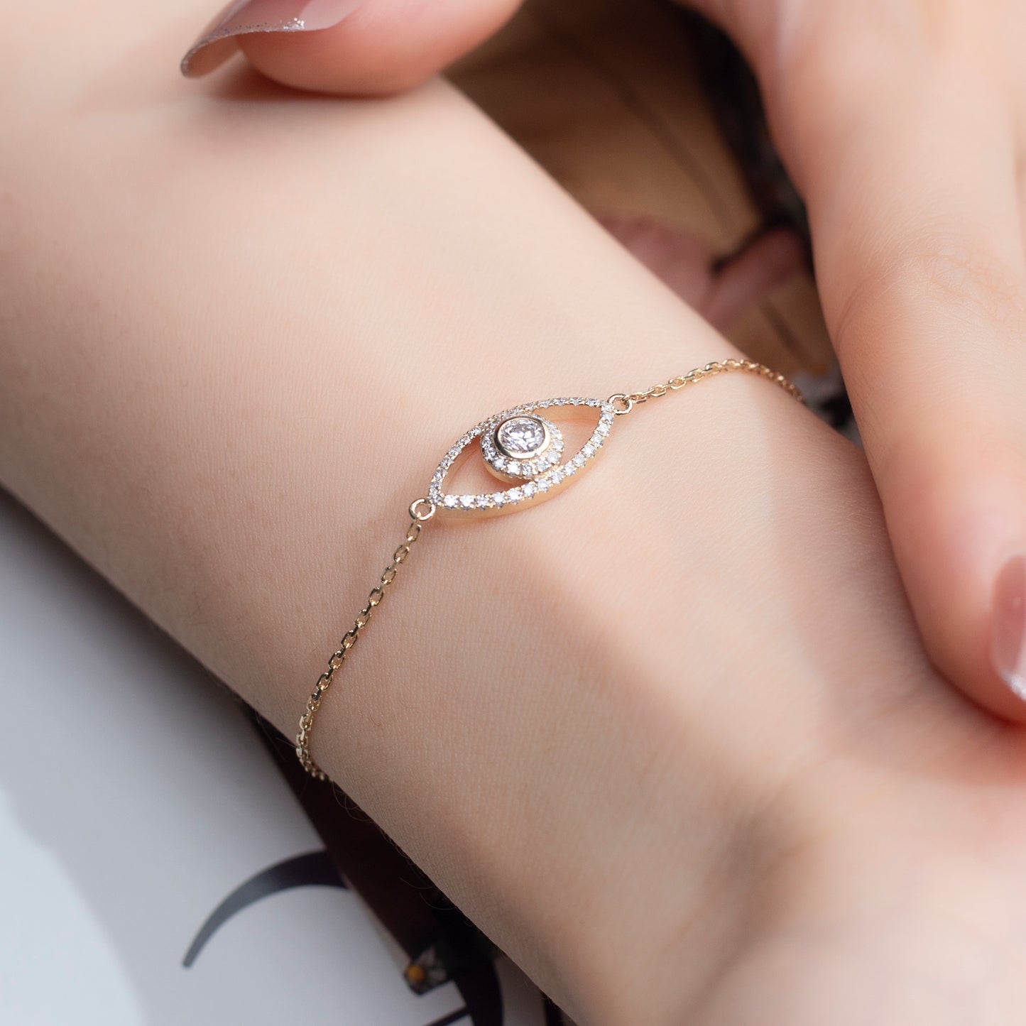 Ecob-563 “Eye of Grace” Lab-Grown Diamond Evil Eye Bracelet