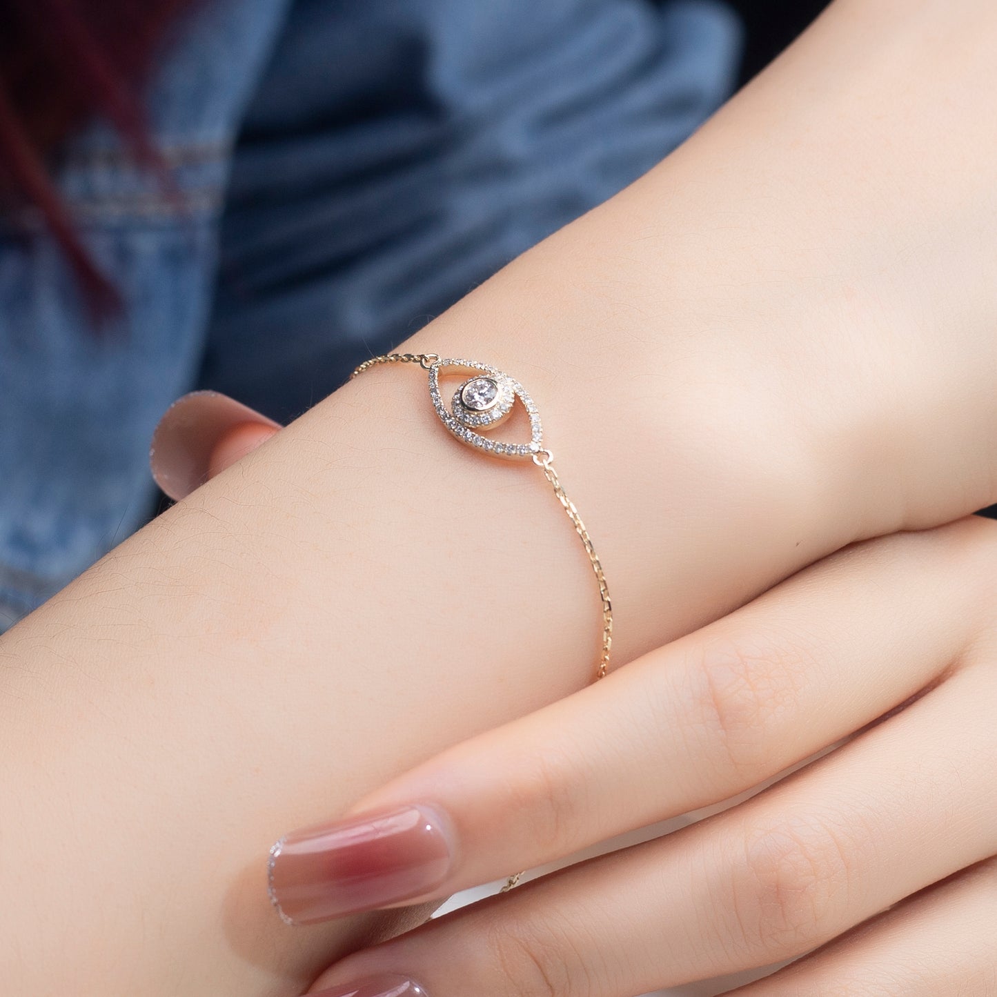 Ecob-563 “Eye of Grace” Lab-Grown Diamond Evil Eye Bracelet
