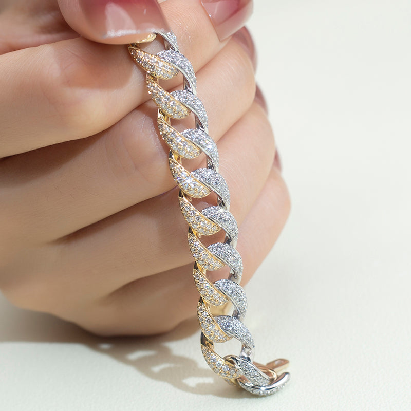 Ecob-566 "Gravity Links" Lab-Grown Diamond Cuban Bracelet