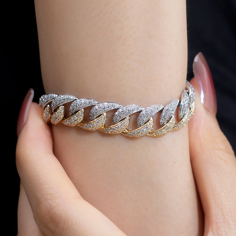 Ecob-566 "Gravity Links" Lab-Grown Diamond Cuban Bracelet