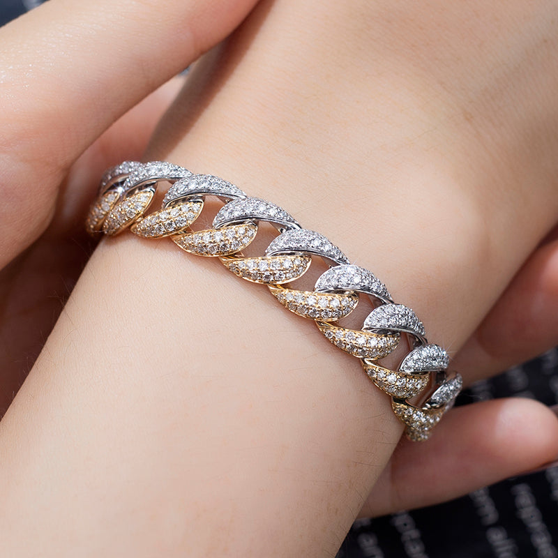 Ecob-566 "Gravity Links" Lab-Grown Diamond Cuban Bracelet