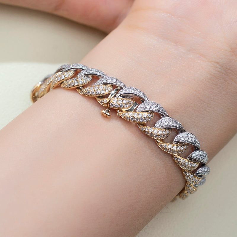 Ecob-566 "Gravity Links" Lab-Grown Diamond Cuban Bracelet