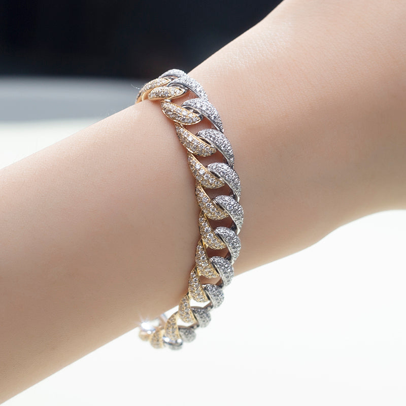 Ecob-566 "Gravity Links" Lab-Grown Diamond Cuban Bracelet