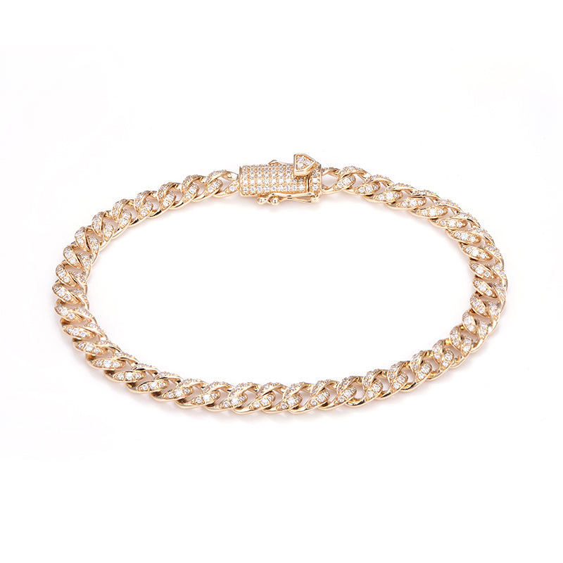 Ecob-570 "Crown Circuit II" Lab-Grown Diamond Cuban Link Bracelet