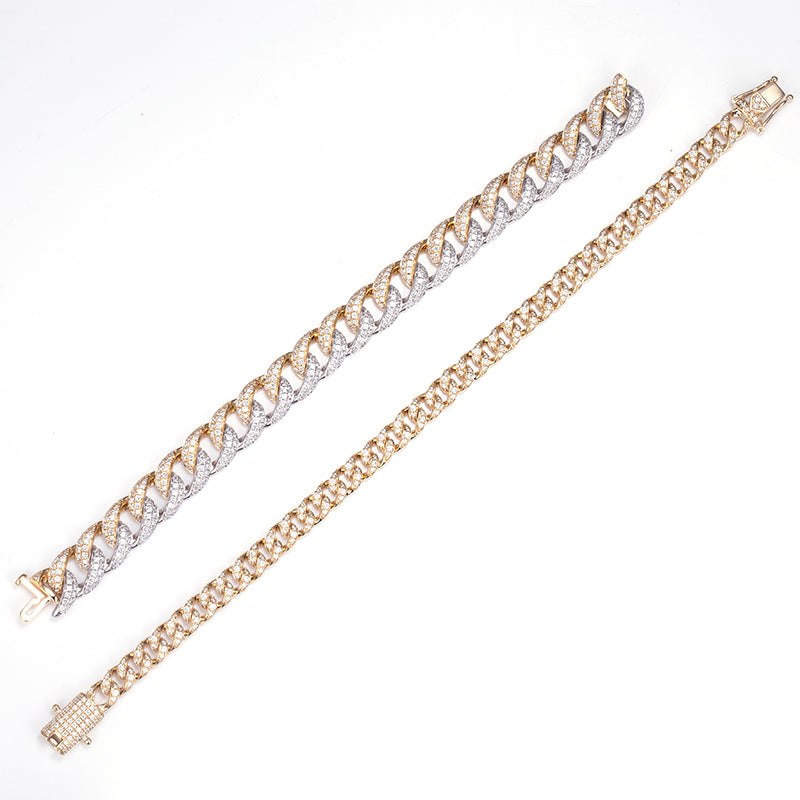 Ecob-570 "Crown Circuit II" Lab-Grown Diamond Cuban Link Bracelet