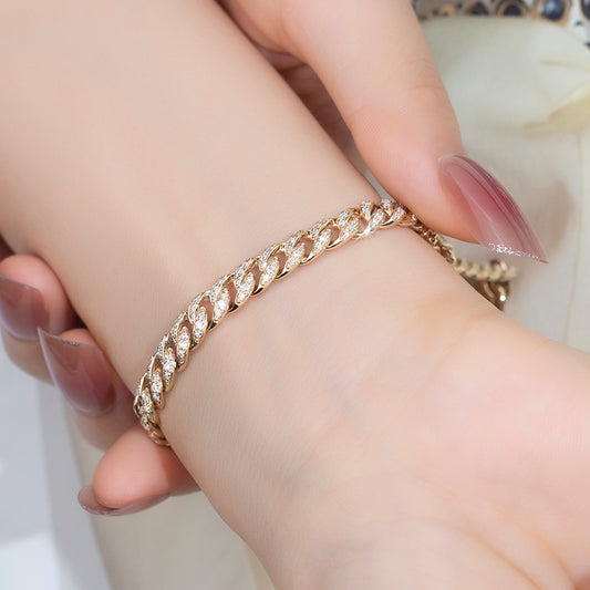 Ecob-570 "Crown Circuit II" Lab-Grown Diamond Cuban Link Bracelet