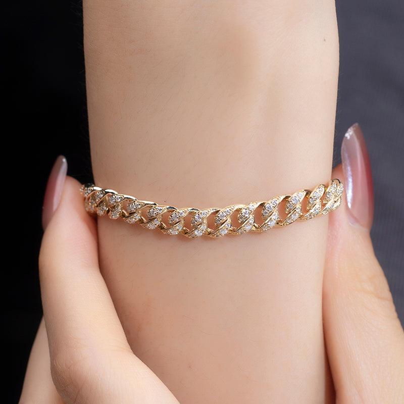 Ecob-570 "Crown Circuit II" Lab-Grown Diamond Cuban Link Bracelet