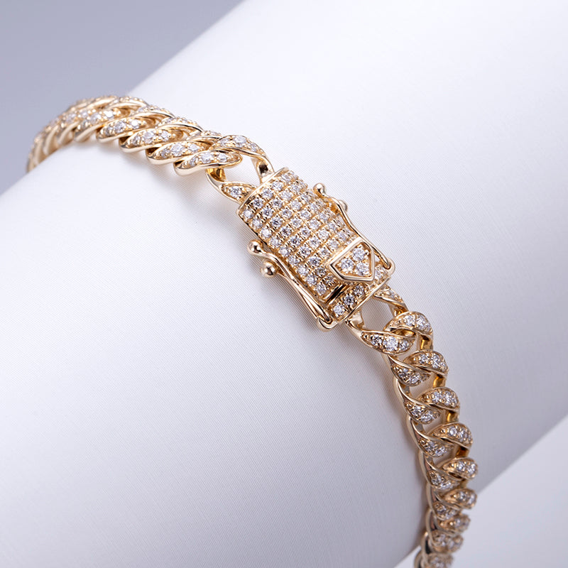 Ecob-570 "Crown Circuit II" Lab-Grown Diamond Cuban Link Bracelet