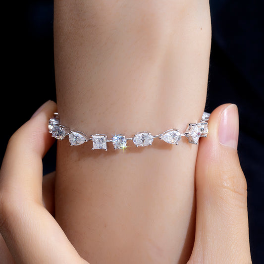 Ecob-571 "Symphony of Facets" Lab-Grown Diamond Multi-Cut Bracelet