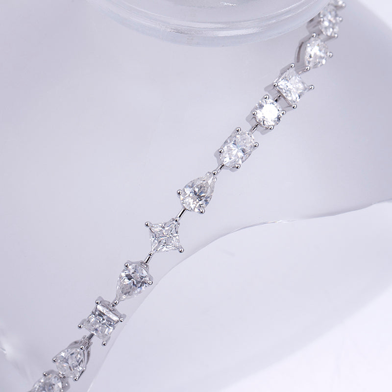 Ecob-571 "Symphony of Facets" Lab-Grown Diamond Multi-Cut Bracelet