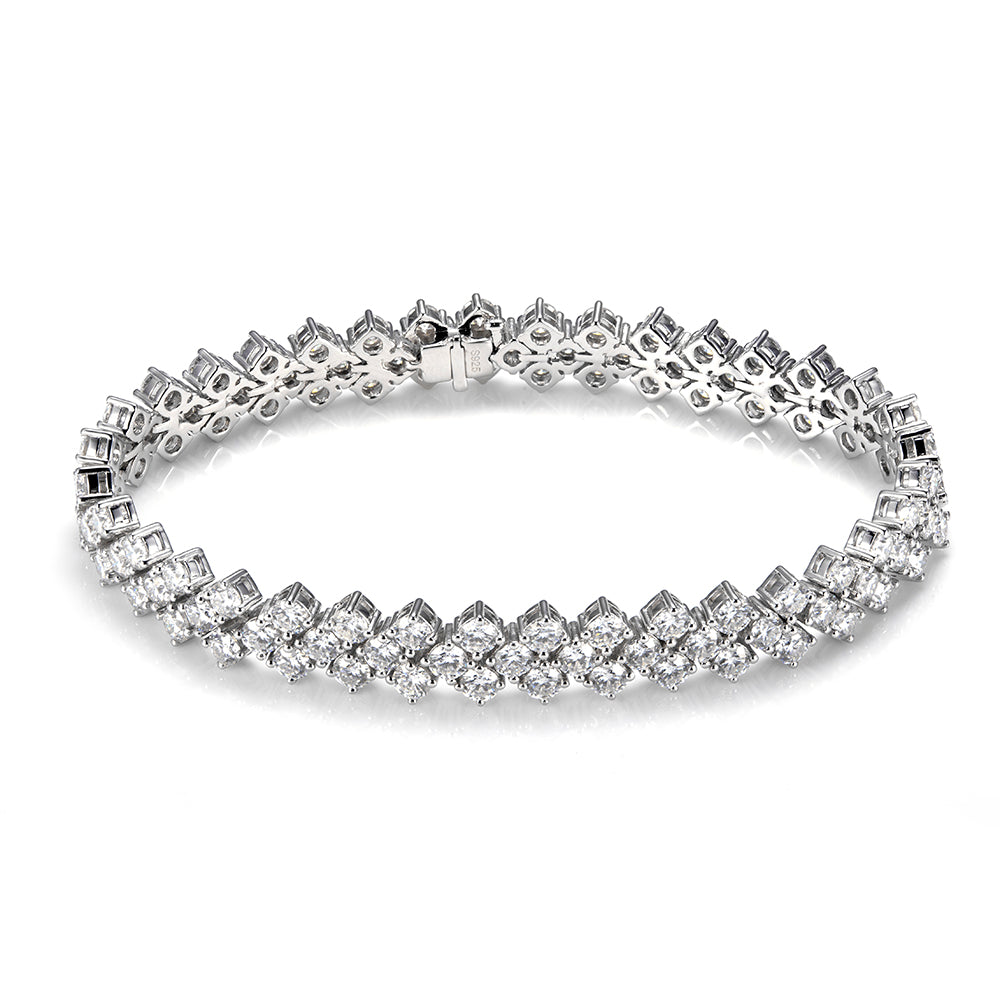 Ecob-573 "Parallel Brilliance" Lab-Grown Diamond Double Row Tennis Bracelet