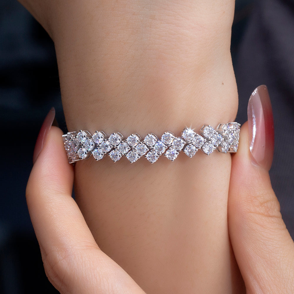 Ecob-573 "Parallel Brilliance" Lab-Grown Diamond Double Row Tennis Bracelet