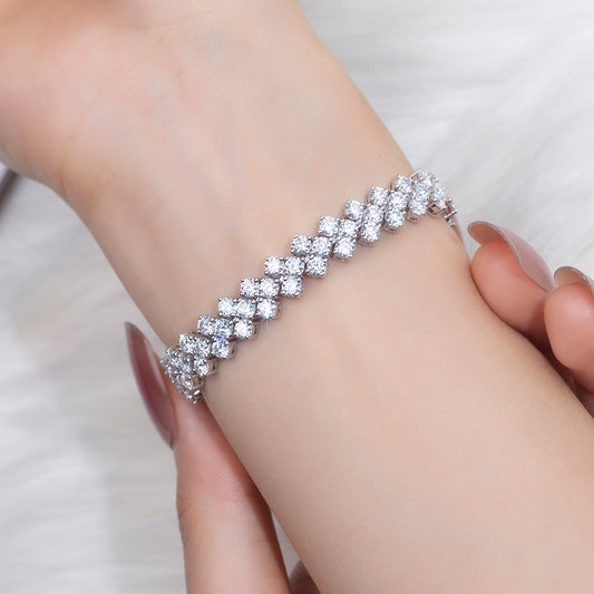 Ecob-573 "Parallel Brilliance" Lab-Grown Diamond Double Row Tennis Bracelet