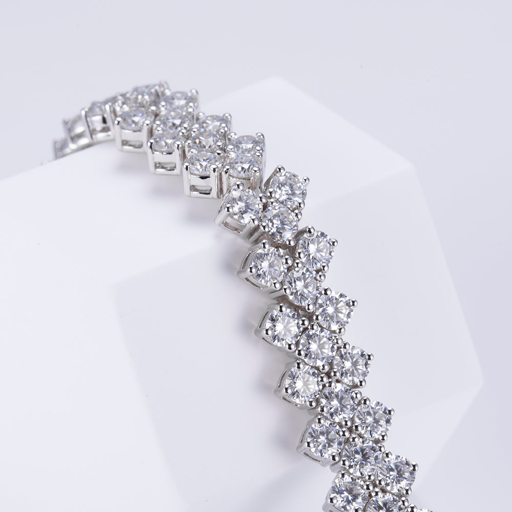 Ecob-573 "Parallel Brilliance" Lab-Grown Diamond Double Row Tennis Bracelet