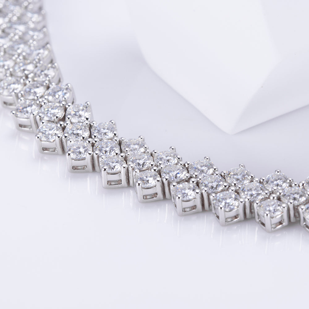 Ecob-573 "Parallel Brilliance" Lab-Grown Diamond Double Row Tennis Bracelet