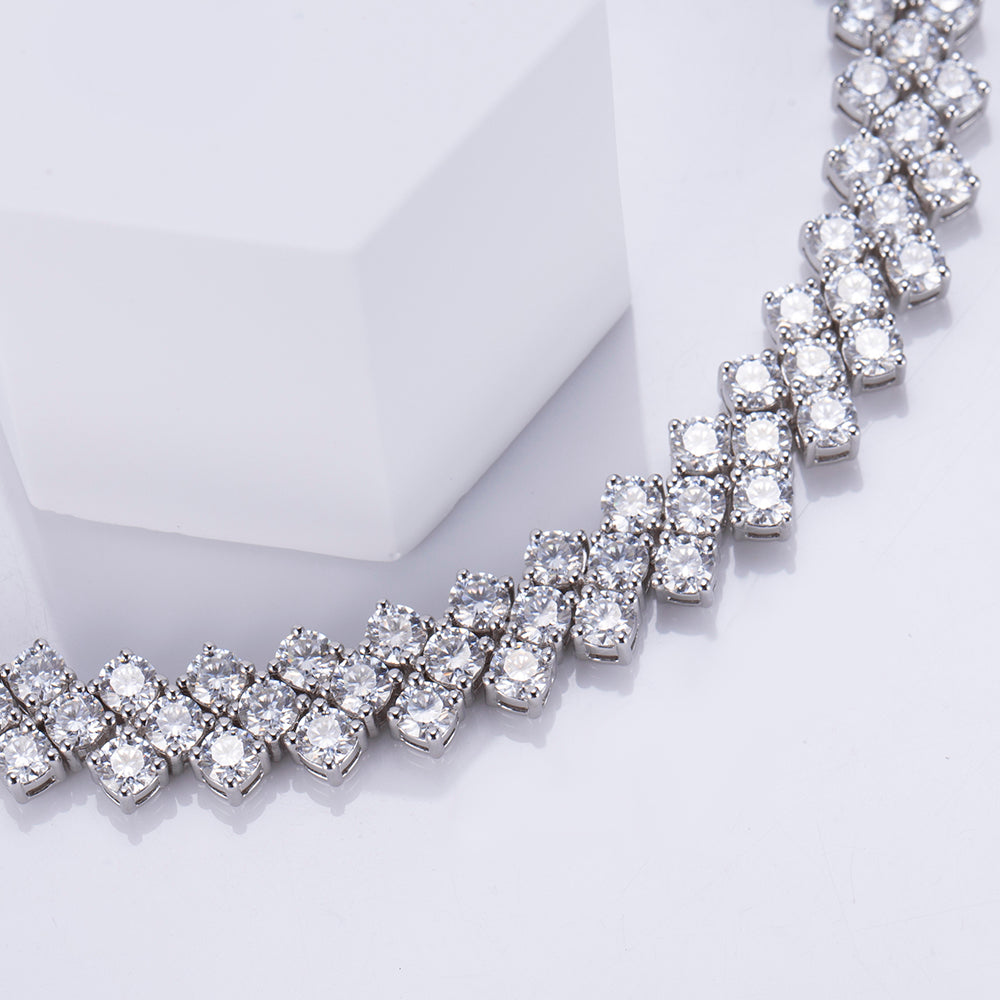 Ecob-573 "Parallel Brilliance" Lab-Grown Diamond Double Row Tennis Bracelet