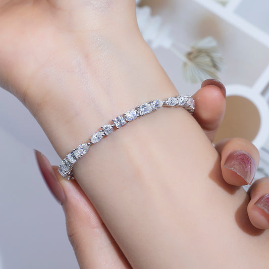 Ecob-576 "Cadence of Light" Lab-Grown Diamond Multi-Cut Tennis Bracelet