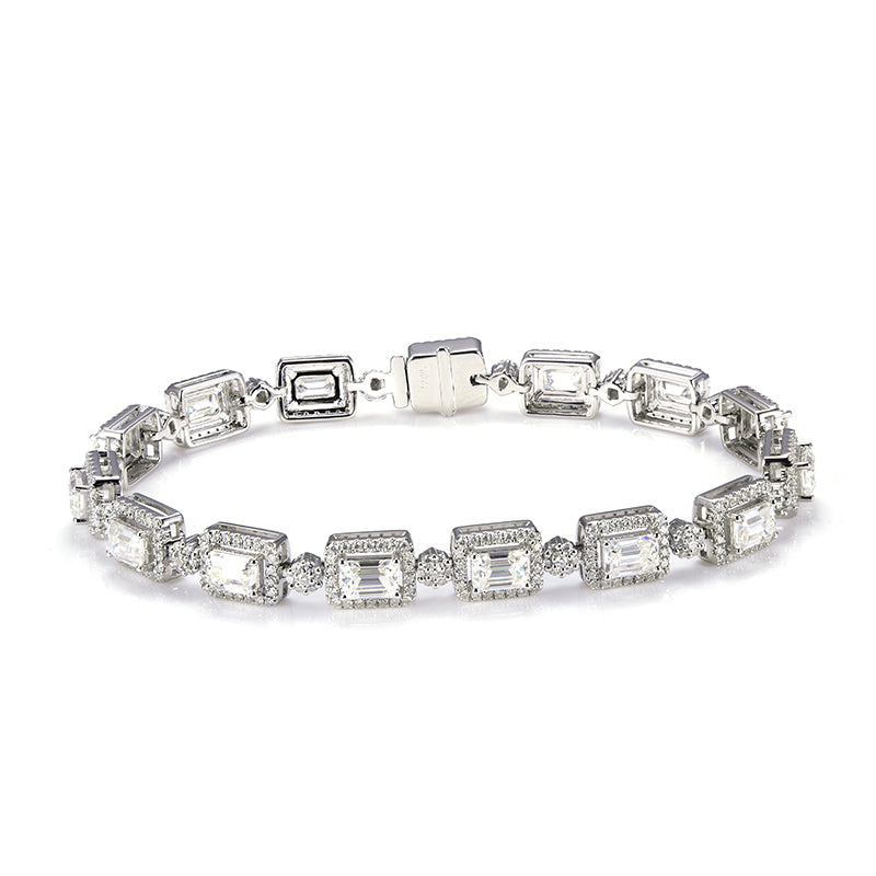 Ecob-577 ”Halo Ledger” Lab-Grown Diamond Emerald-Cut Bracelet - Luxury Collection