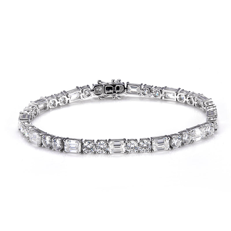 Ecob-578 "Linear Grace" Lab-Grown Diamond Alternating-Cut Bracelet - Luxury Collection