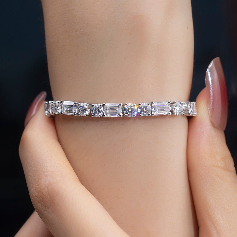 Ecob-578 "Linear Grace" Lab-Grown Diamond Alternating-Cut Bracelet - Luxury Collection
