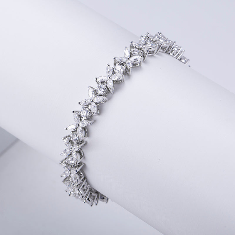 Ecob-581 "Bloom in Motion" Lab-Grown Diamond Floral Cluster Bracelet - Botanical Couture Collection