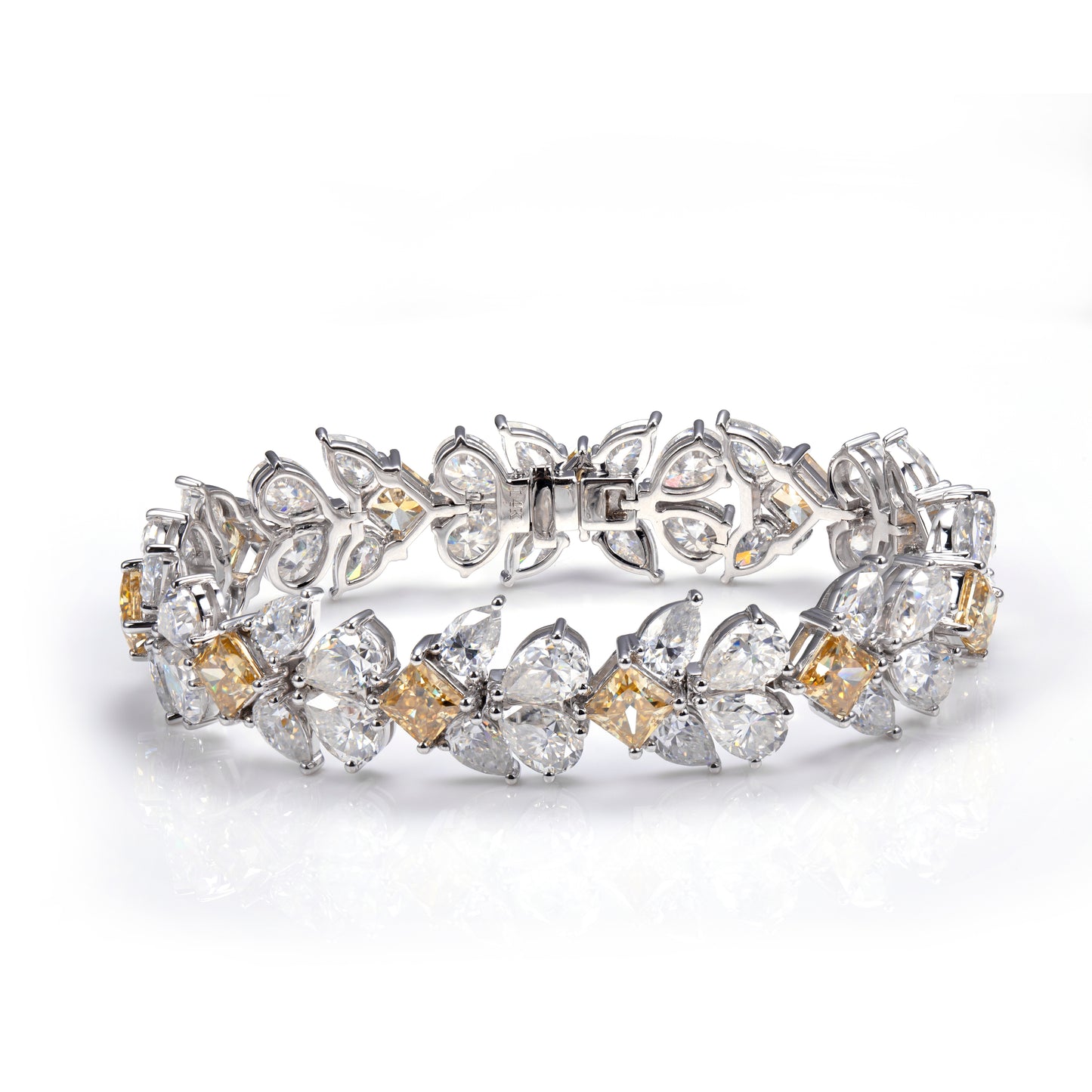 Ecob-583 Golden Bloom Lab-Grown Diamond & Fancy Gem Floral Bracelet