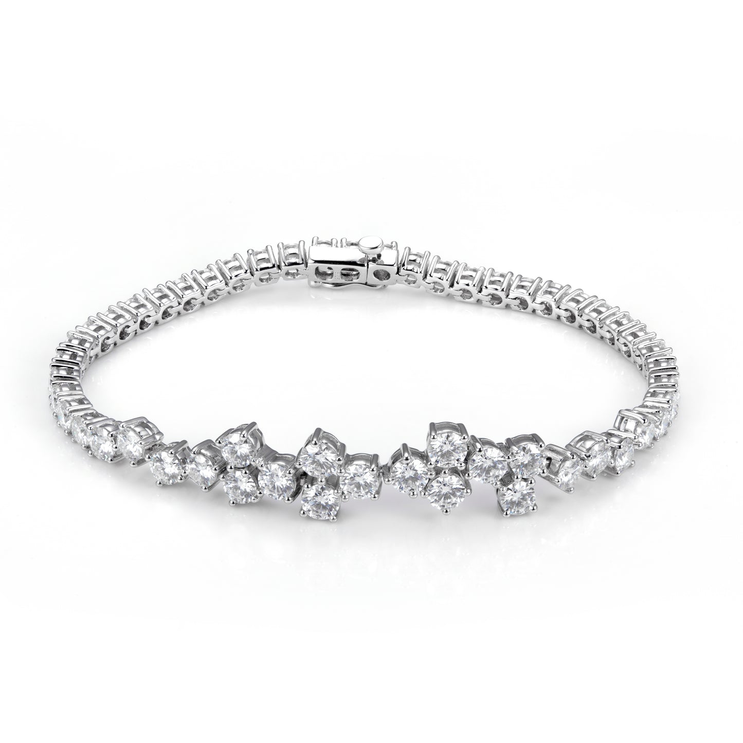 Ecob-585 Stellar Bloom Lab-Grown Diamond Cluster Tennis Bracelet
