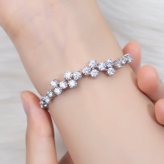 Ecob-585 Stellar Bloom Lab-Grown Diamond Cluster Tennis Bracelet