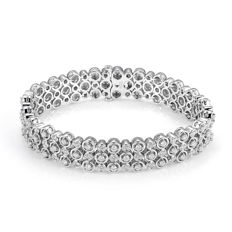 Ecob-586 Luminous Tides Lab-Grown Diamond Multi-Row Cluster Bracelet