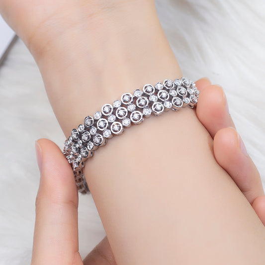 Ecob-586 Luminous Tides Lab-Grown Diamond Multi-Row Cluster Bracelet