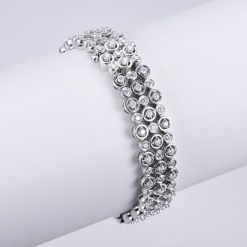 Ecob-586 Luminous Tides Lab-Grown Diamond Multi-Row Cluster Bracelet