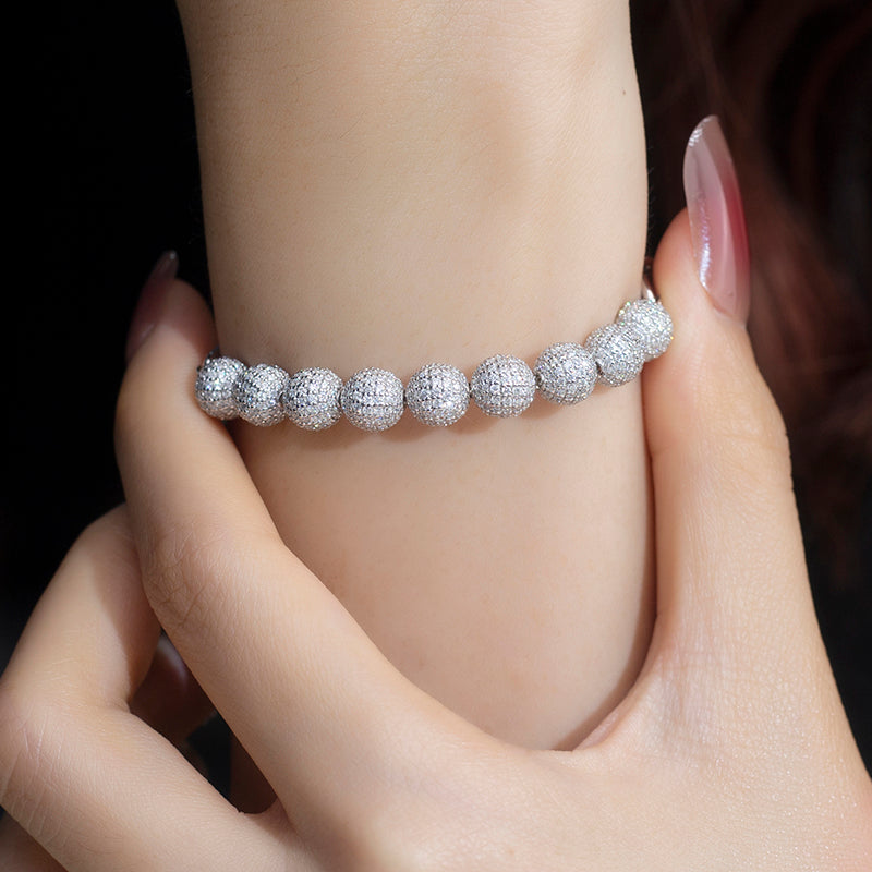 Ecob-588 “Celestial Beads” Lab-Grown Diamond Pavé Sphere Bracelet