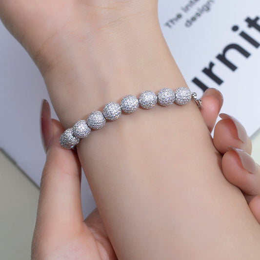 Ecob-588 “Celestial Beads” Lab-Grown Diamond Pavé Sphere Bracelet