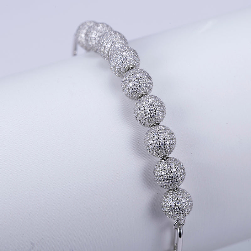 Ecob-588 “Celestial Beads” Lab-Grown Diamond Pavé Sphere Bracelet
