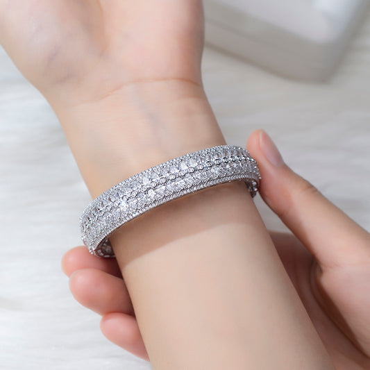 Ecob-590 “Radiant Vault” Lab-Grown Diamond Multi-Row Bangle Bracelet