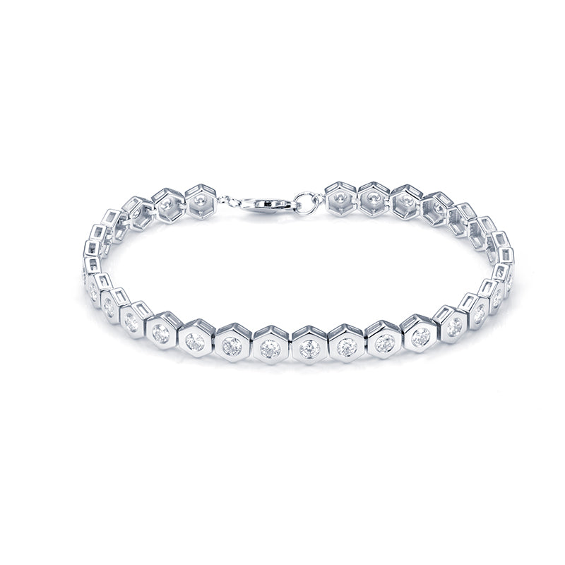 Ecob-591 | HexaLuxe Lab Diamond Bracelet in 18K White Gold