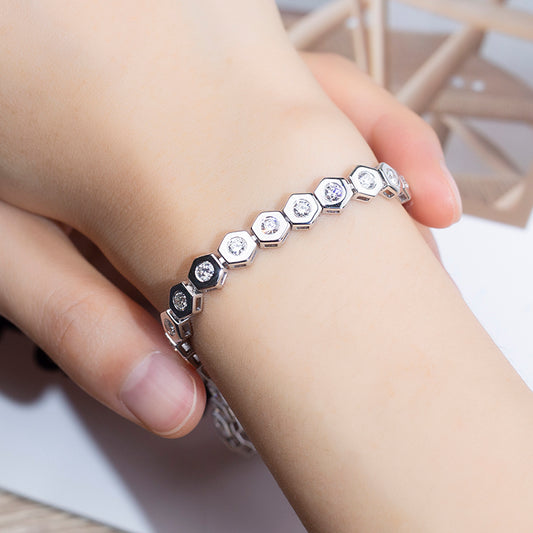 Ecob-591 | HexaLuxe Lab Diamond Bracelet in 18K White Gold