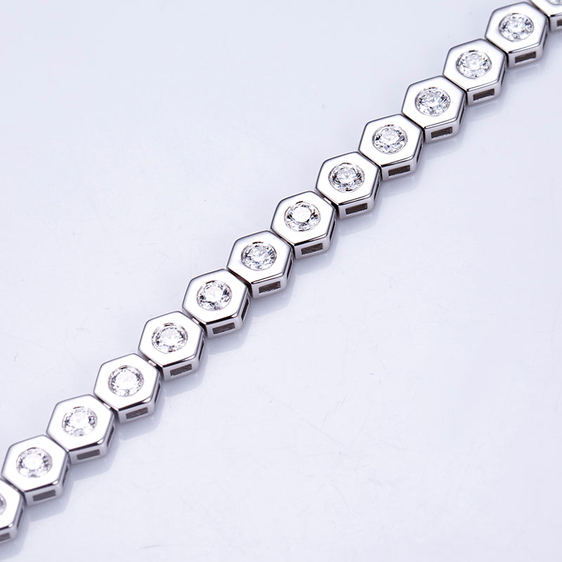 Ecob-591 | HexaLuxe Lab Diamond Bracelet in 18K White Gold