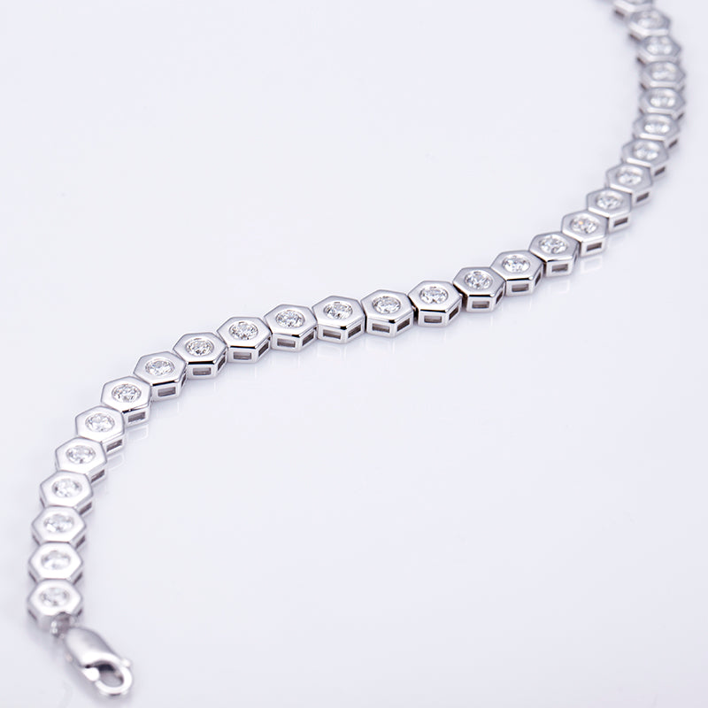 Ecob-591 | HexaLuxe Lab Diamond Bracelet in 18K White Gold