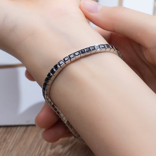 Ecob-592 | NoirEdge Lab Diamond Link Bracelet in 18K White Gold