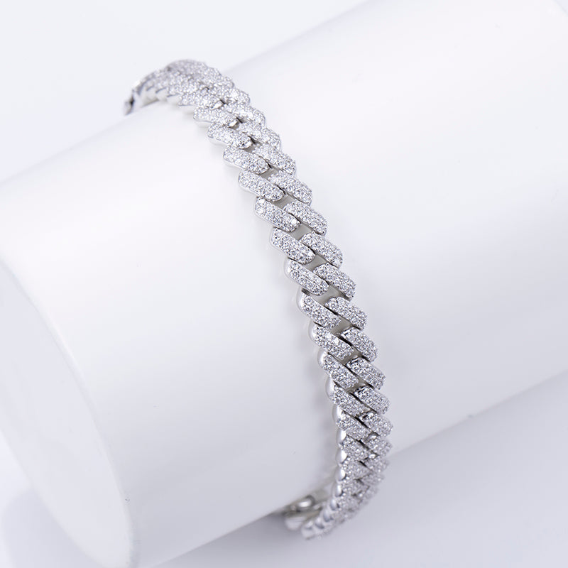 Ecob-593 | Radiant Cuban Link Lab Diamond Bracelet in 18K White Gold
