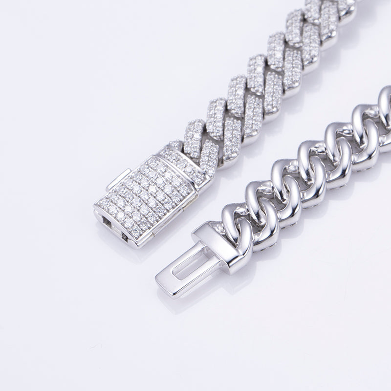 Ecob-593 | Radiant Cuban Link Lab Diamond Bracelet in 18K White Gold