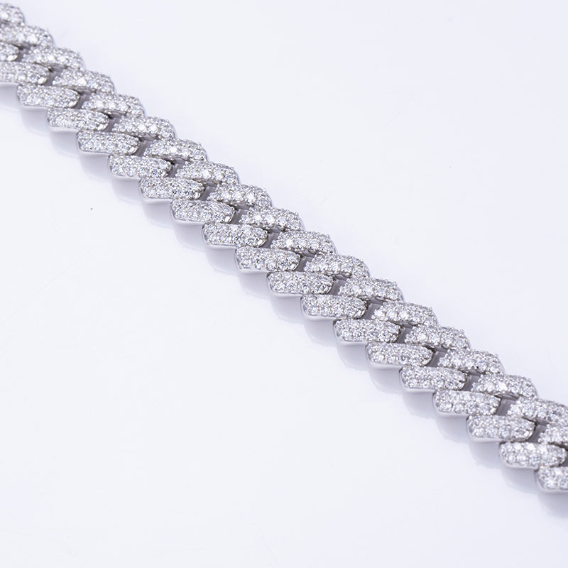 Ecob-593 | Radiant Cuban Link Lab Diamond Bracelet in 18K White Gold