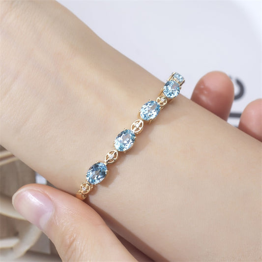 Ecob-594 | AzureGrace Oval Lab Sapphire Bracelet in 18K  Gold