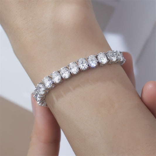 Ecob-597 | Celestia Oval Lab Diamond Tennis Bracelet in 18K Gold