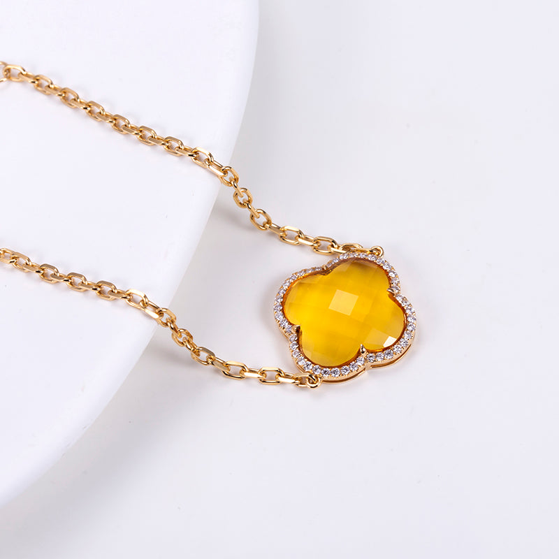 Ecob-604 | Soleil Clover Lab Gemstone Bracelet in 18K Gold