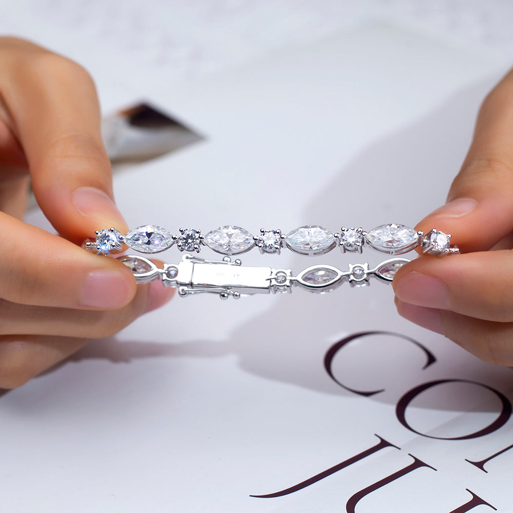 Ecob-607 | Sylphéa Lab Diamond Marquise Bracelet in 18K Gold