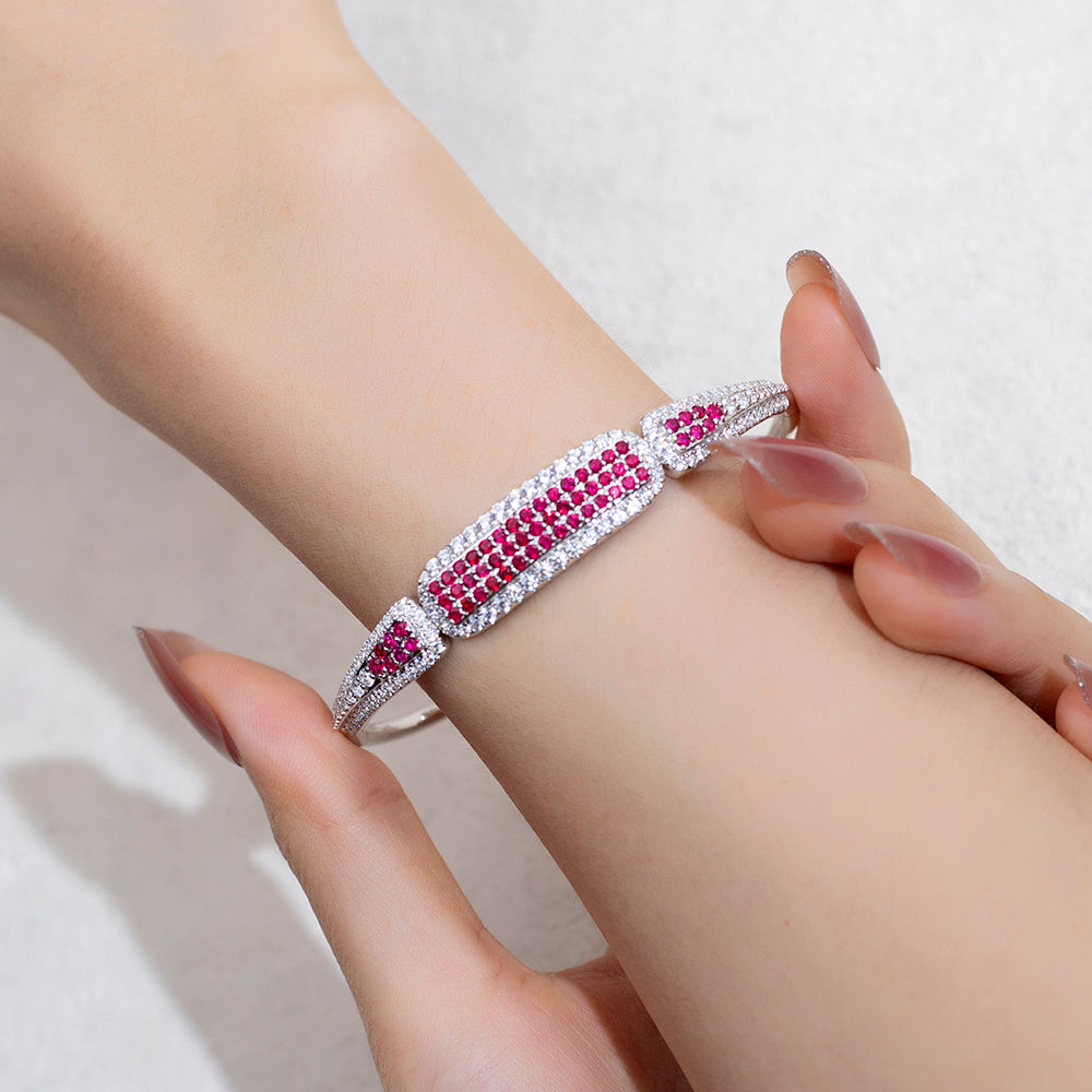 Ecob-613 | Crimson Vault Lab Ruby & Diamond Bracelet in 18K Gold