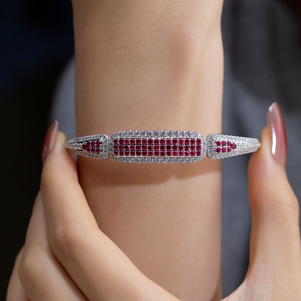 Ecob-613 | Crimson Vault Lab Ruby & Diamond Bracelet in 18K Gold